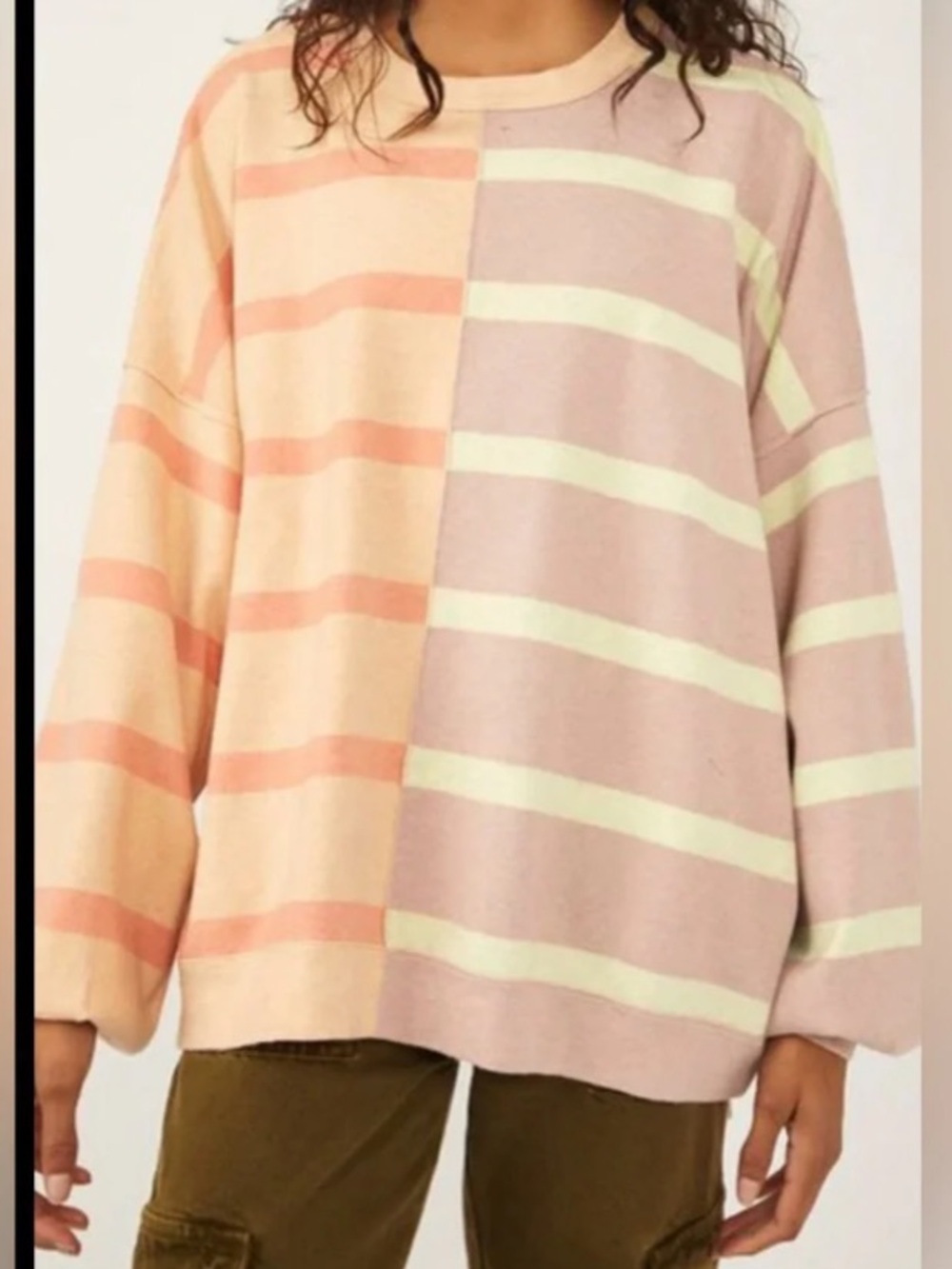 Free People Uptown Stripe Pullover Slouchy Oversized Sweater